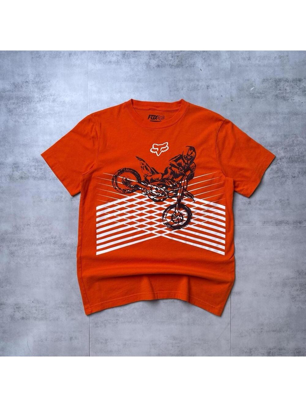Y2K Fox Racing Orange Grunge Vintage t shirt
